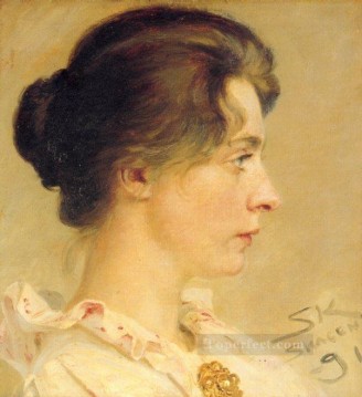 Peder Severin Kroyer Painting - Marie de perfil 1891 Peder Severin Kroyer